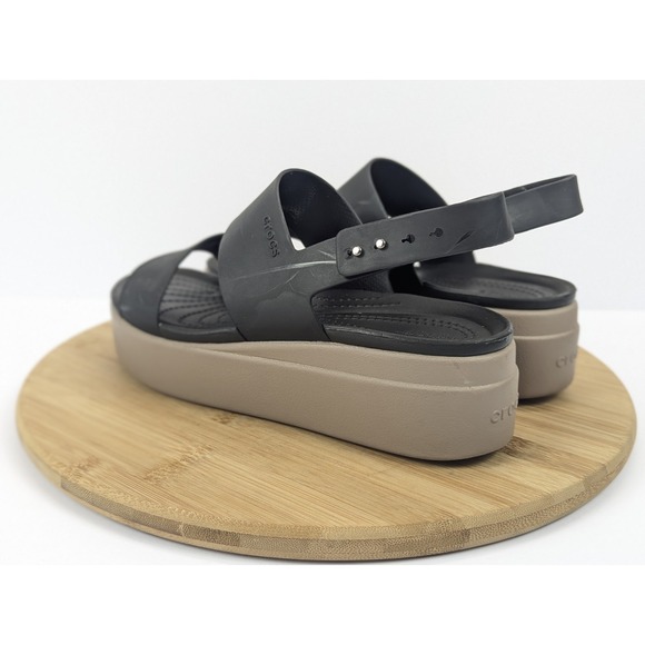 Crocs Brooklyn Low Wedge Sandals Womens 8‎ Platform 2 Strap   Sling Black - Picture 6 of 11